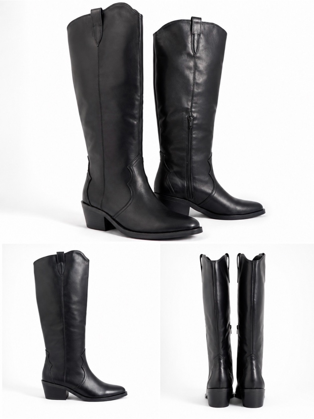 Dolce Vita Black Leather Knee-High Heeled Boots